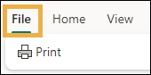 File tab with the Print option showing